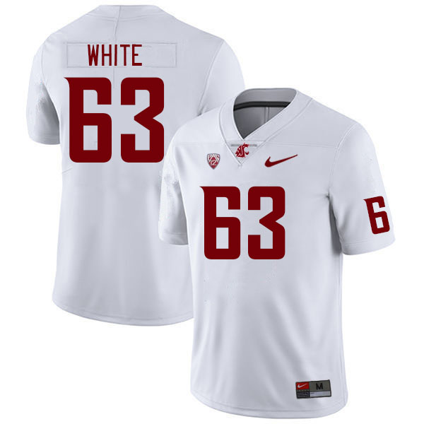 Men #63 Cody White Washington State Cougars College Football Jerseys Stitched Sale-White - Click Image to Close